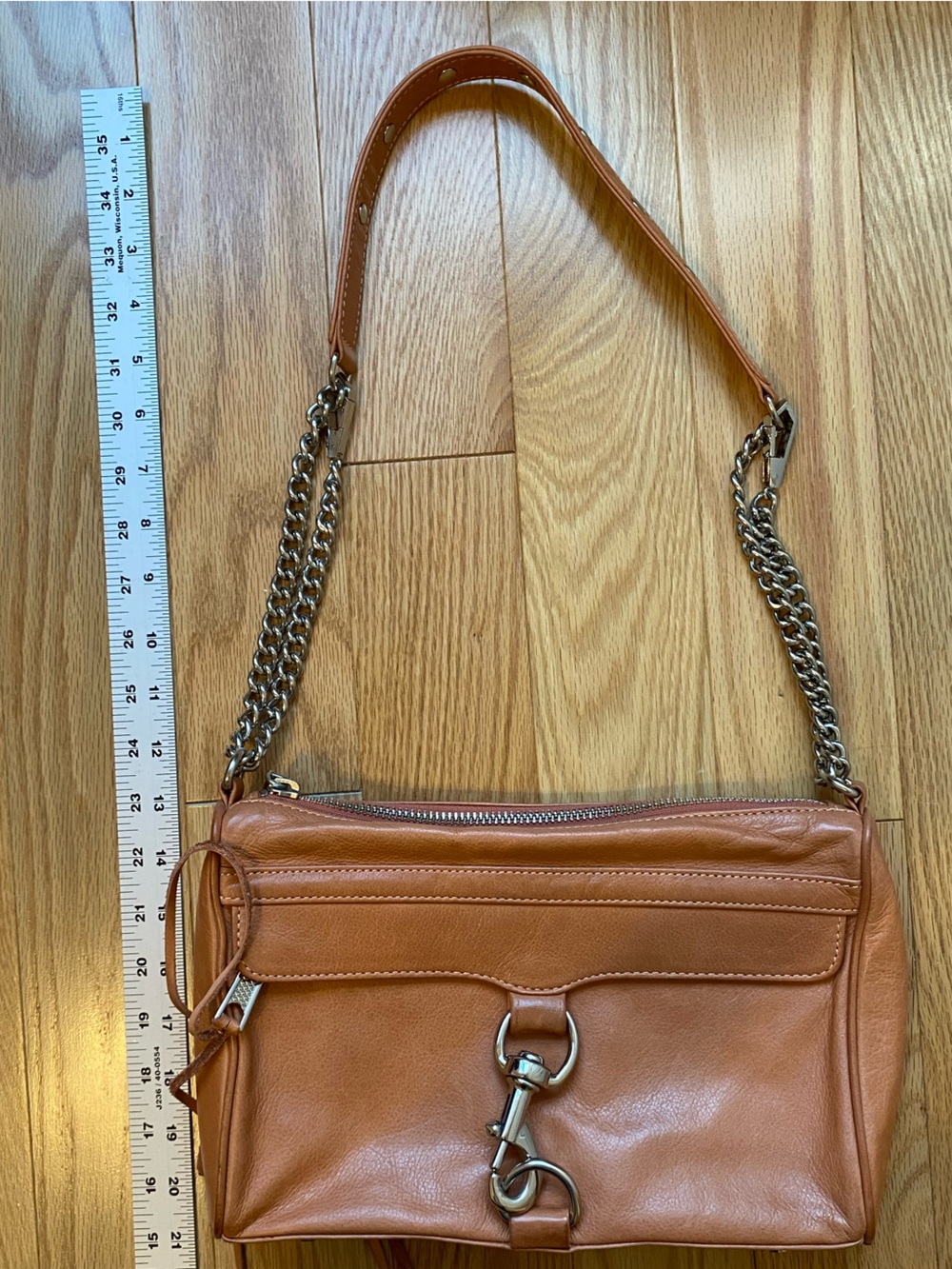 Rebecca Minkoff Tan Leather Shoulder Bag with Chain Strap - Picture 11 of 12